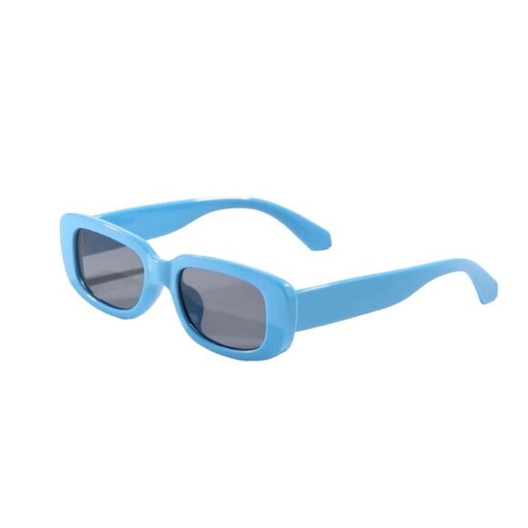 Light Blue Rectangle Shaped Acrylic Fashion Sunglasses Unisex Size OS - Picture 5 of 6